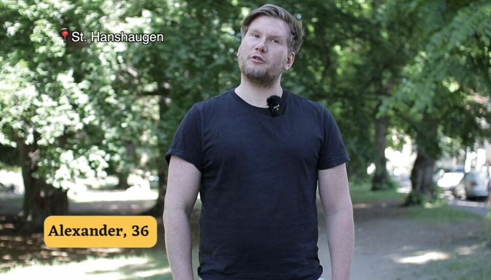Alexander (36) på St. Hanshaugen er skeptisk til Oslo-folks holdning til søppelbøttene i byens parker.