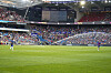 Oslo 20230620. Vanning av banen i pausen på EM-kvalifiseringskampen i fotball mellom Norge og Kypros på Ullevaal stadion.Foto: Terje Pedersen / NTB