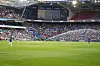 Oslo 20230620. Vanning av banen i pausen på EM-kvalifiseringskampen i fotball mellom Norge og Kypros på Ullevaal stadion.Foto: Terje Pedersen / NTB
