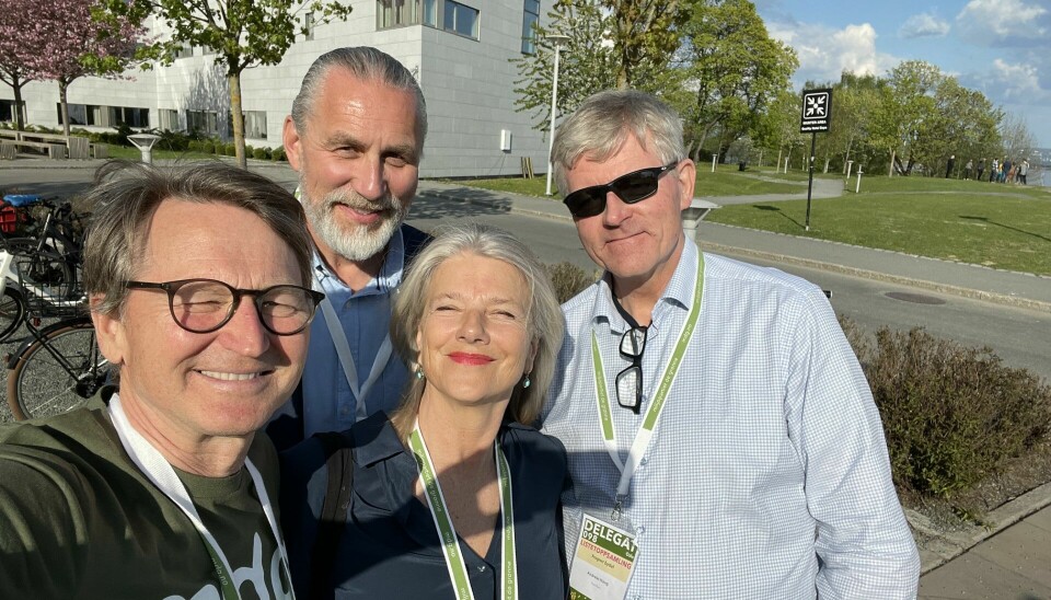 Cathrine Scharff Thommessen, fra Frogner MDG. Bildet er tatt fra landsmøte i mai. Fra venstre: Paal Frisvold, (4.kandidat til BU), Johan Kristian Rud, meg selv og Andreas Haug, (2.kandidat til BU).