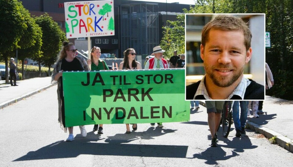 Torger Kjeldstad og aktivister for en større park i Nydalen.