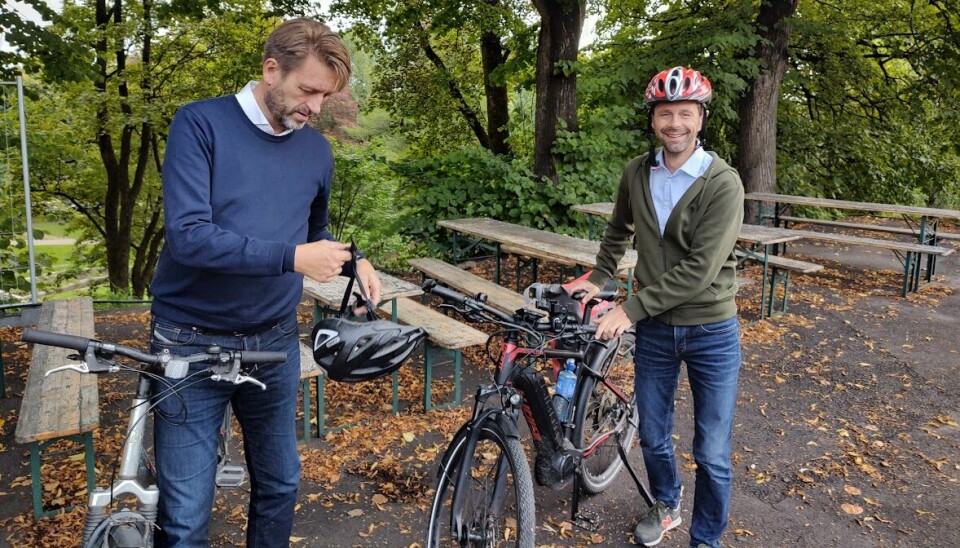 Borgerlige sykkelkamerater: Eirik Lae Solberg (H) blir ny byrådsleder i Oslo, mens Hallstein Bjercke (V) kan ende som det nye byrådets nestleder. Foto: Arnsten Linstad