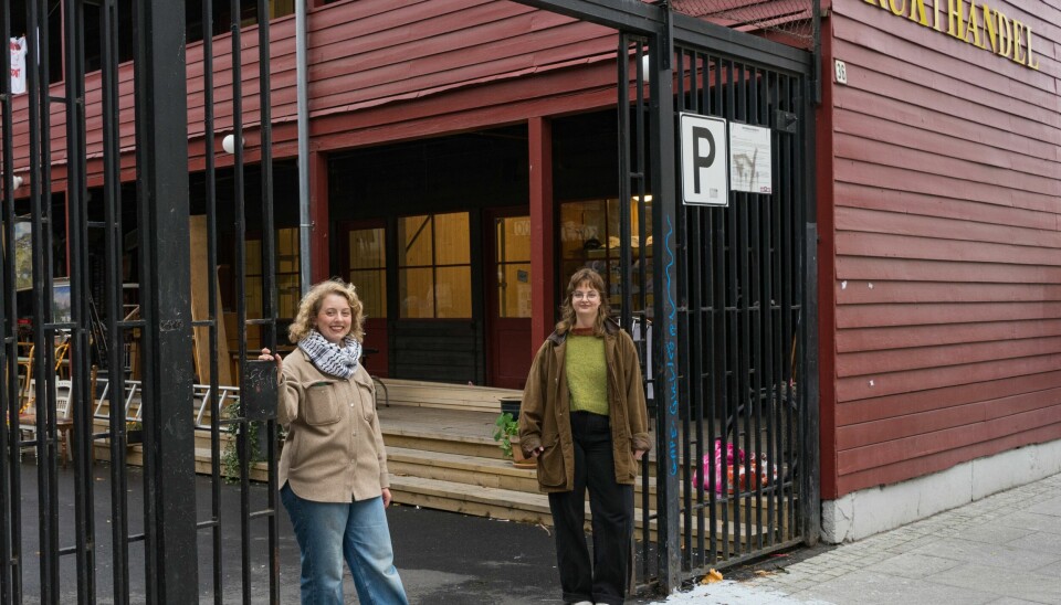 To kvinner står ved en åpen port.