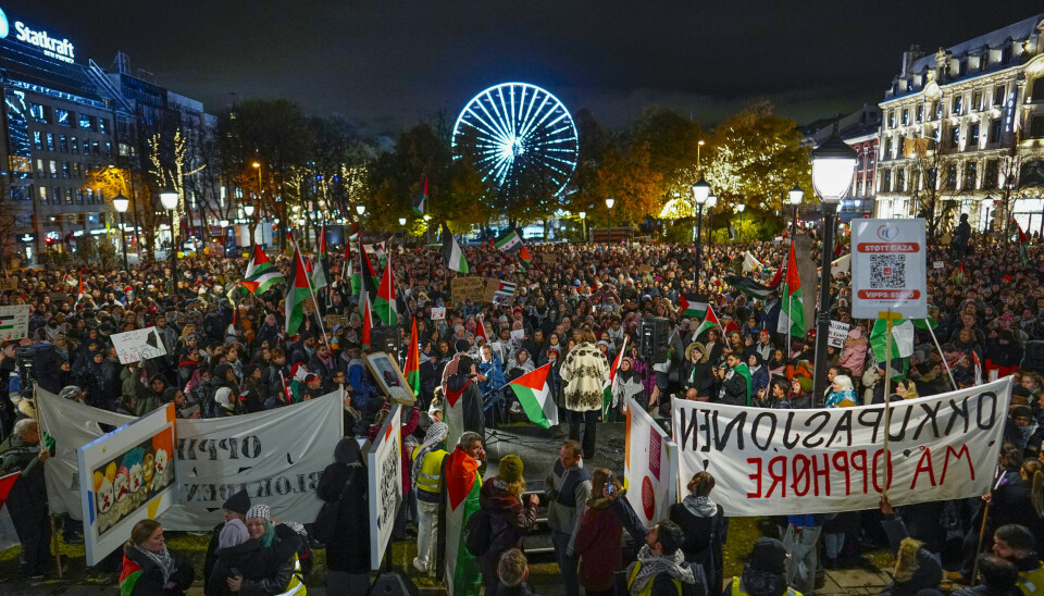 Palestinakomiteen arrangerer demonstrasjon for Gaza og for et fritt Palestina utenfor Stortinget.