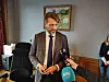 Byrådsleder Eirik Lae Solberg intervjues på byrådslederens kontor i Rådhusets østre tårn. Foto: Arnsten Linstad
