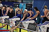 Ingeborg Vassbakk Løyning, June Selin, Malene Rypestøl og Malene Lisken fra Oslo Idrettslag jubler etter NM-seier og ny norgesrekord på 4x100m lagmedley Foto: Norges svømmeforbund