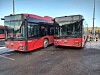 Nye elbusser fra Sporveien merket Ruter på anlegget der de lades ovenfor Alnabru. Foto: Arnsten Linstad