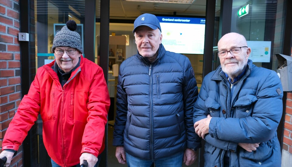 Fra venstre: Egil, Trond S. Andersen og Magnus, utenfor Grønland Seniorsenter