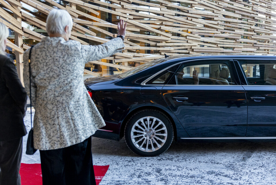 Oslo 20231202. Hans Majestet Kong Harald deltar på åpningen av det nye Skimuseet. 2. desember er Skimuseet i Holmenkollen 100 år og dørene åpnes etter en omfattende ombygging.