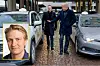 Finansministeren Trygve Slagsvold Vedum og samferdselsministeren Jon-Ivar Nygård ved taxiholdeplassen utenfor Oslo S. Og Jonas Lefebure