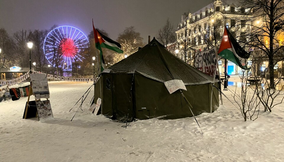 Palestina-teltet foran Stortinget