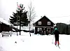 Skitur på Bjørnholt. Blek sol. På hjemvei etter lang skitur i Nordmarka. .