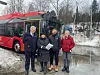 Fra v. Unibuss-tillitsvalgt Frode Eriksen, Mari Rise Knutsen (Rødt), Siavash Mobasheri (Rødt) og Unibuss-tillitsvalgt Marit Sauge. Foto: Linda Amundsen