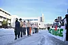 Oslo 20240127. Aksjonsgruppa Palestina aksjonerer foran NRK-bygget før den siste delfinalen i MGP.