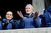 Oslo 20240309. Prinsesse Ingrid Alexandra, kronprinsesse Mette-Marit og kronprinsregent Haakon på kongetribunen under FIS verdenscup 50 km klassisk langrenn kvinner i Holmenkollen.Foto: Geir Olsen / NTB