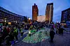 Oslo 20240310. Tenning av ramadanbelysning på Rådhuset i Oslo søndag kveld.Foto: Terje Pedersen / NTB