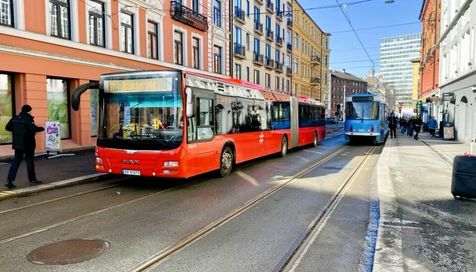 Buss for trikk uten strøm i Bogstadveien