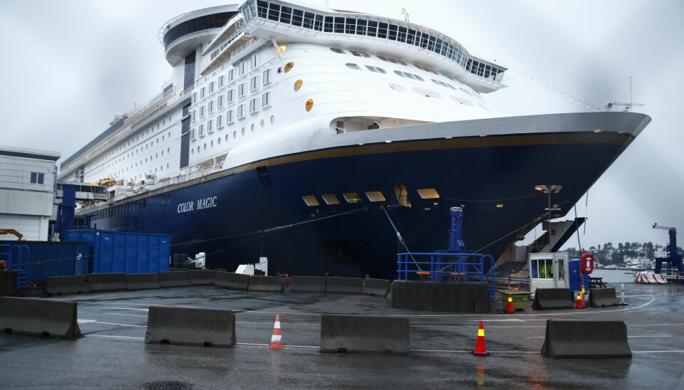 Oslo 20201228. Tre smittede ansatte er fortsatt om bord i skipet Color Line Magic med 900 passasjerer, som ankommer Oslo fra Kiel mandag formiddag klokka 10Foto: Terje Pedersen / NTB
