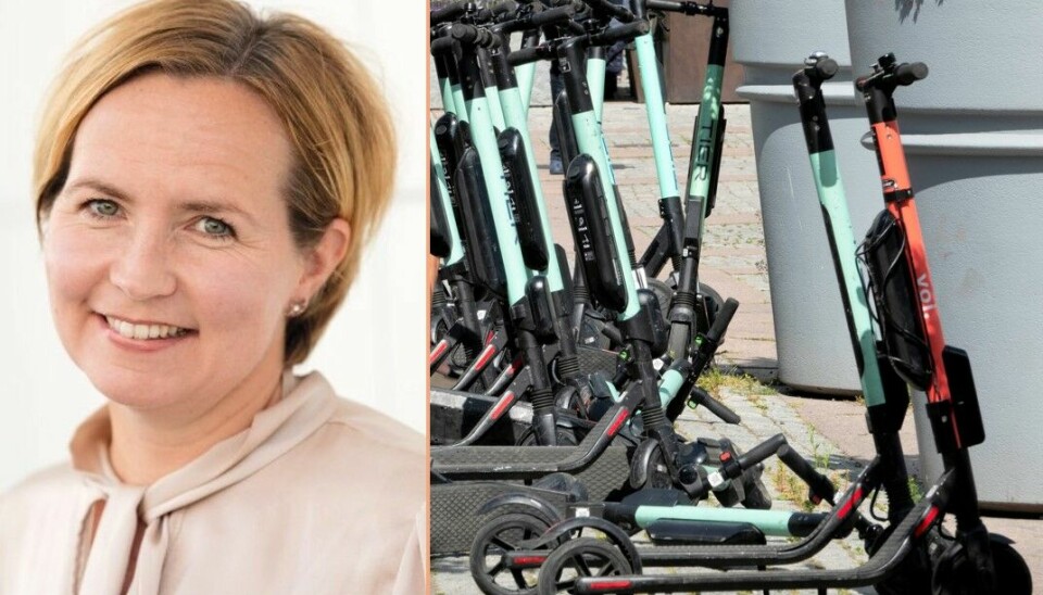 Lilly Kristin Langnes, fylkesleder Oslo Krf og et bilde av el-sparkesykler.