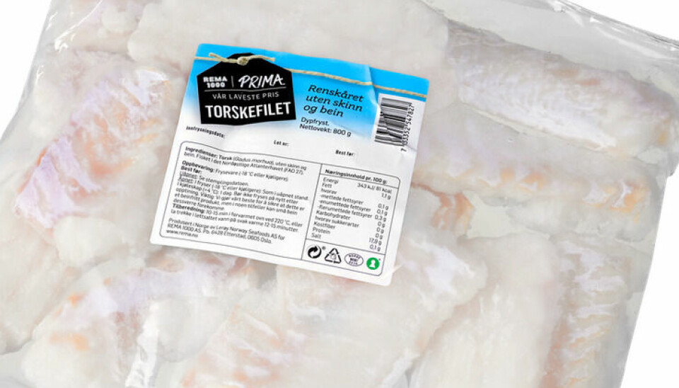 Oslo 20240416. Grunnet påvisning av e.coli i produktet, trekker Lerøy Seafood tilbake Prima torskefilet. Dersom dette produktet ikke varmebehandles tilstrekkelig, kan det utgjøre en helseskade for forbruker. Foto: Produsenten / Handout / NTB