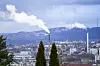 Oslo 20240324. Utsikt mot Holmenkollen fra Haugerud stasjon på T-bane linje 2 i Oslo.