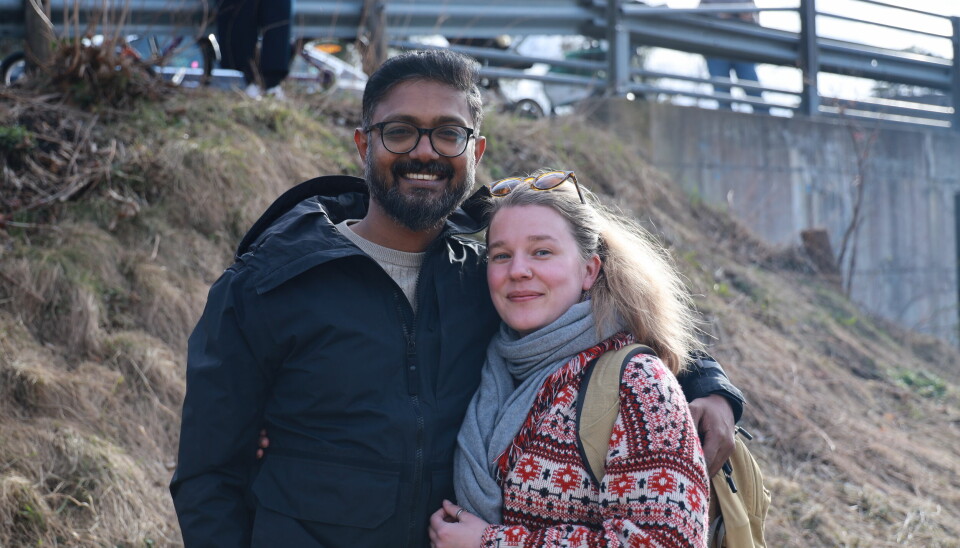 Amit Bandhu Roy og Christiane Lollo Elvestad. Protestfest for skogflekken i Ravnåsen.