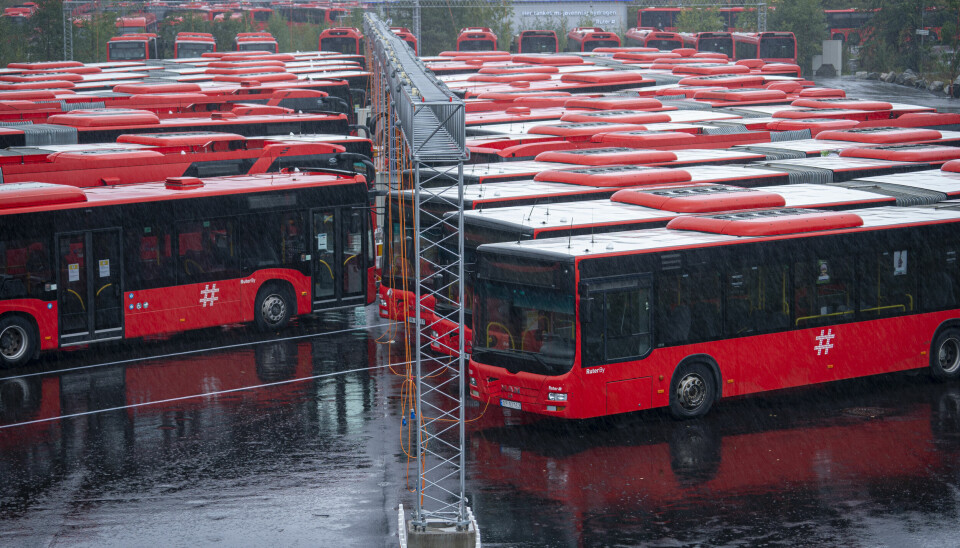 Oslo 20200924. Unibuss sine buser står parkert på Rosenholm i Oslo.Foto: Heiko Junge / NTB