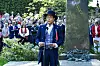 Oslo 20240517. Danby Choi holder 17. mai tale ved Henrik Ibsens grav på Vår Frelsers gravlund.
