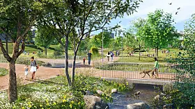 Inne i parken, som har fått arbeidstittel "Refstadparken", skal Refstadbekken igjen få se dagens lys.