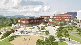 Den nye ungdomsskolen på Økern skal stå klar til skolestart i 2027. Da åpner samtidig parken ved siden av.