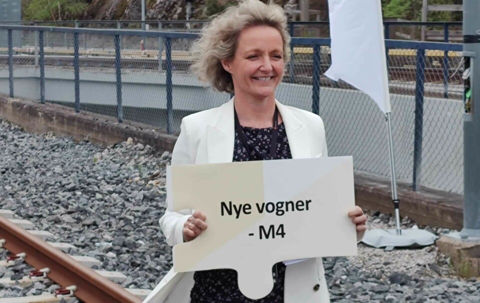 Administrerende direktør i Sporveien Birte Sjule på T-banens anlegg ved Ryen da avtale om innkjøp av nye T-baner ble presentert i mai 2024. Foto: Arnsten Linstad