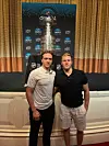 Las Vegas, USA 20240628. Ishockeyspillerne Stian Solberg og Michael Brandsegg-Nygård før årets NHL-draft i Las Vegas.Handout. Bildet inngår i NTBs tilbud til abonnenter på nyhetsfoto. Bildet skal kun benyttes i forbindelse med angitt sak.Foto: Wang / handout / NTB