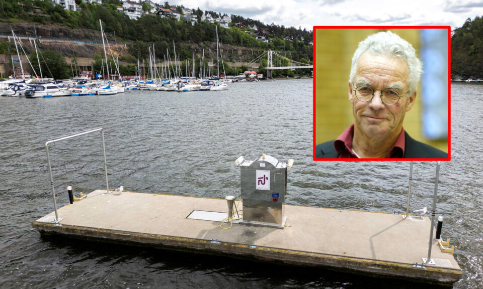 MDGs Rasmus Hansson (innfelt) er selv båteier, og ikke imponert over regjeringens gjennomføring av forbudet. Her er en av tømmestasjonene for septik fra småbåter i Oslo, i nærheten av Ulvøya.