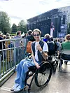 Morten Marius Skau i rullestol på Øya-festivalen