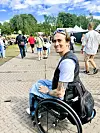 Morten Marius Skau i rullestol på Øya-festivalen