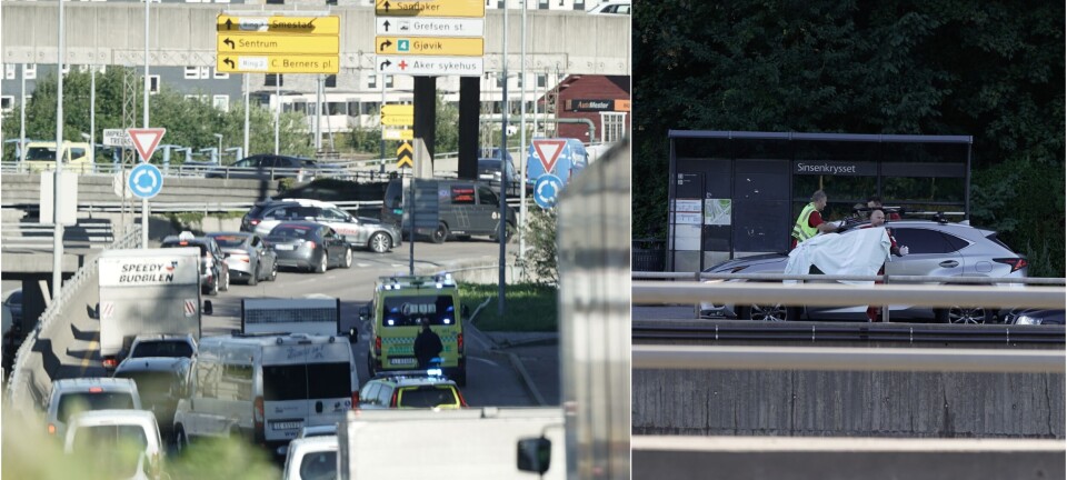 Lange køer da fødsel sperret flere felt i Sinsenkrysset – måtte få hjelp på bussholdeplass