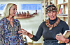 Oslo 20241112. Liv Heyerdahl (t.v.) og Laura Tarita Rapu Alarcón og en delegasjon fra Påskeøya og chilenske myndigheter er i Oslo i anledning tilbakeføring av levninger fra Kon-Tiki museet.Foto: Lise Åserud / NTB