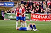 Oslo 20241117. Lyns Mathias Johansen og Jacob Hanstad etter 0-1 selvmålet til Kongsvingers Róbert Orri Thorkelsson under kvalifiseringskampen til eliteserien mellom Lyn og Kongsvinger på KFUM-arena.Foto: Terje Pedersen / NTB