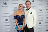 Oslo 20241126. Kathrine Sørland og Andreas Holck ankommer rød løper på Grand Hotel hvor kjendiser ankommer.