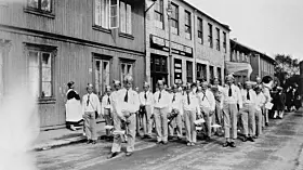 Vålerenga guttemusikkorps i Opplandgata (ca. 1925).