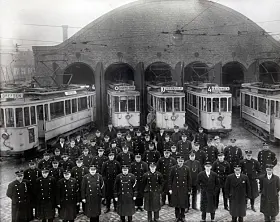 Trikkestallen på Sagene (ca. 1927).
