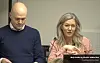 Christer Veland Aas og Maja Lunde da de møtte bystyrets utdanningsutvalg. Skjermdump fra Oslo kommune-TV