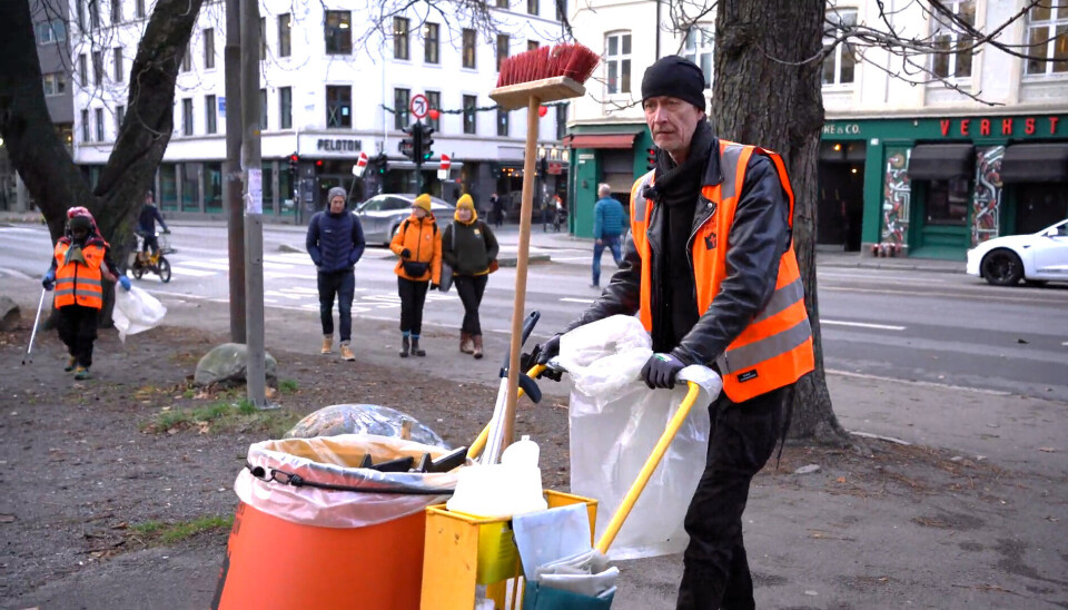 Carl Christensen i aksjon ved Kulturkirken Jakob i desember.