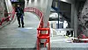 Politisperringer på Romsås T-banestasjon tirsdag kveld.