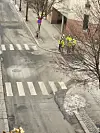 Dagen derpå. Ulykkeskrysset blir inspisert. Urtegata og Motzfeldts gate