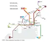 Oversikt over eksisterende og planlagte trikketraséer i Ruter-plan fra 2009.