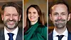 Fra venstre: Byrådsleder Eirik Lae Solberg (H), skolebyråd Julie Remen Midtgarden (H) og finansbyråd Hallstein Bjercke sier de vil prioritere barn og unge først.