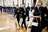 Oslo 20240514. Lan Marie Nguyen Berg og Eivind Trædal på vei inn til gallamiddag på Slottet i forbindelse med det offisielle statsbesøket til Kong Frederik og dronning Mary av Danmark.