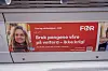 Oslo 20250519. Reklameplakater til partiet Fred og rettferdighet (FOR) på T-banen i Oslo.Foto: Ole Berg-Rusten / NTB