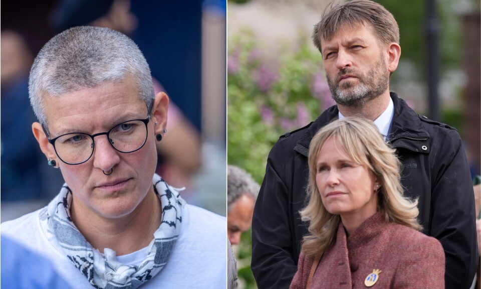 Marianne Gulli (t.v.) i organisasjonen FRI ber ordfører Anne Lindboe (H) og byrådsleder Eirik Lae Solberg (H) om å snu. Fra v. Marianne Gulli fra organisasjonen Fri Til h. byrådsleder Eirik Lae Solberg (H) ordfører Anne Lindboe (H)  Foto: Ole Berg-Rusten / Terje Pedersen / NTB